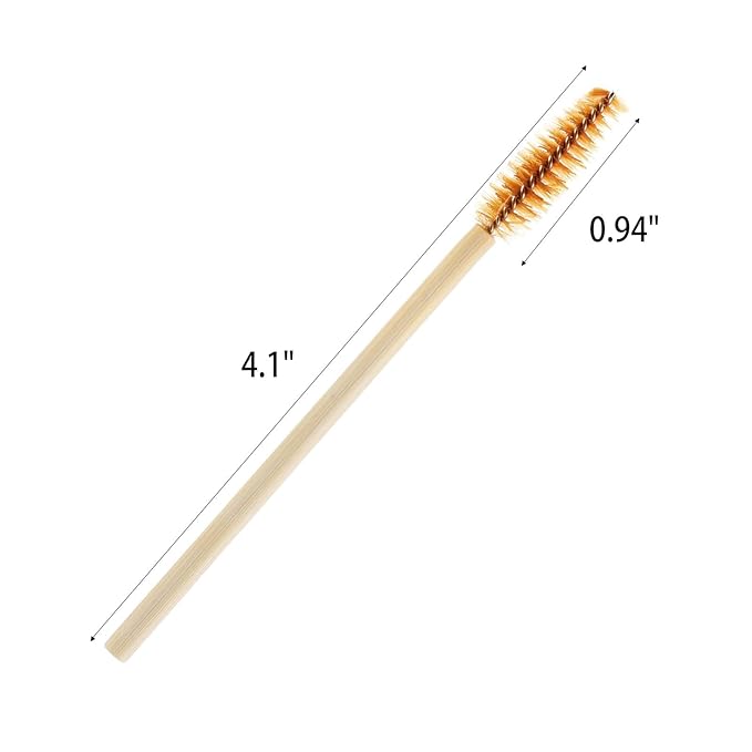 Tbestmax 300 Disposable Mascara Wands Eyelash Brush Spoolies for Eye Lash Extension Eyebrow Bamboo Stick Brown