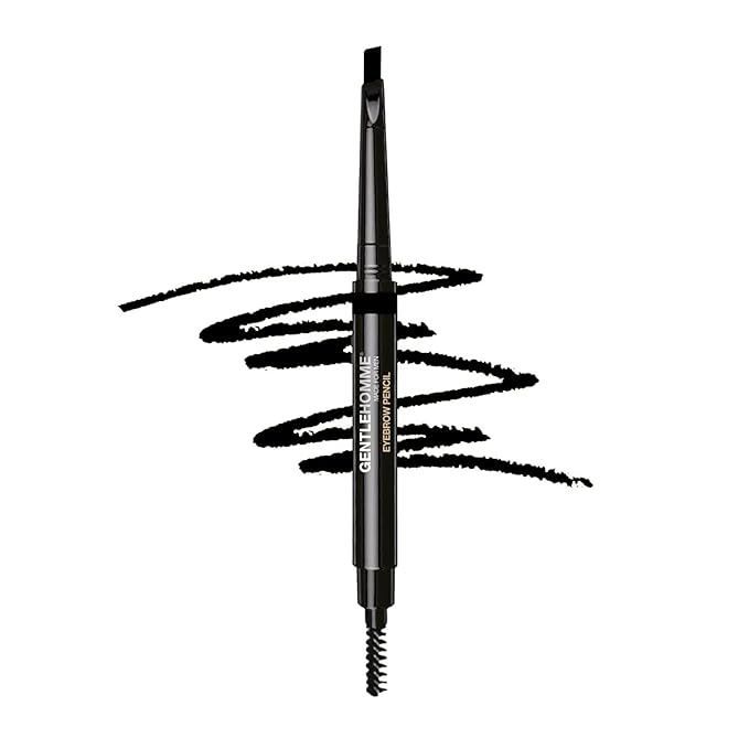 Men's 2-in-1 Eyebrow Brush & Pencil - Shape, Define & Fill In - Ultra-Thin, Long-Lasting Black - Vegan