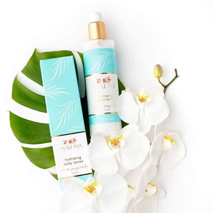 PURE FIJI Body Lotion Hydrating - Moisturizing Lotion for Dry Skin with Coconut Milk and Vitamin E, Organic Body Lotion For Women and Men, White Gingerlily Scent, 12 oz