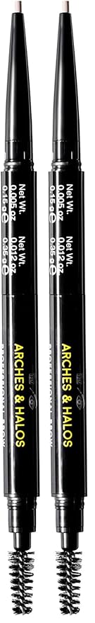 Arches & Halos 2-In-1 Defining Eyebrow Pencil And Powder - Shapes And Fills In Sparse Brows For Natural Look - Soft Textured Powder Formula - Dual Ended With Spoolie Brush - Mocha Blonde - 0.017 Oz
