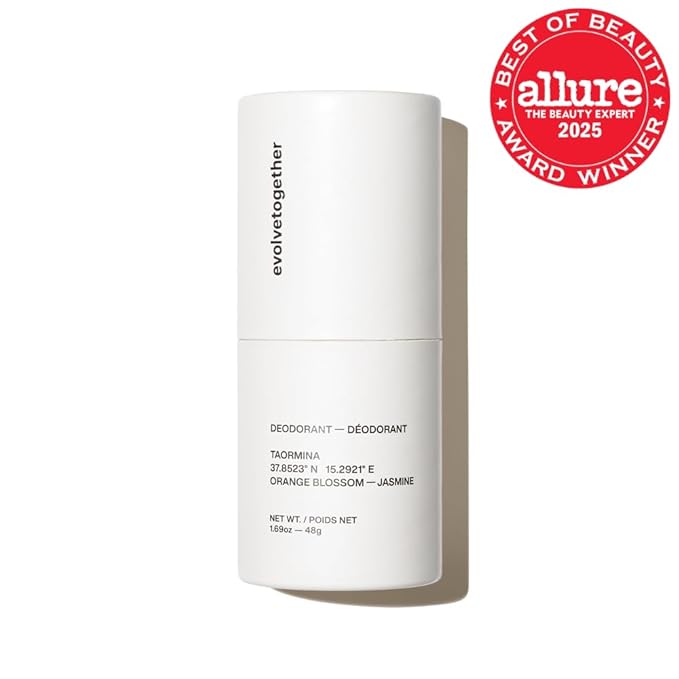 evolvetogether Aluminum Free Natural Deodorant for Women & Men | Orange Blossom & Jasmine | Neutralizes Odors, Soothes Skin | Vegan, Cruelty-Free, Baking Soda Free | Made in USA (Taormina, 1.69 Oz)