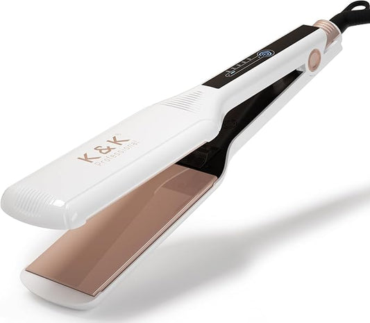 K&K 2.25 Inch Flat Iron Hair Straightener, Professional Extra Wide Hair Straighteners for Therapy Keratin, 3D Floating Ceramic Tourmaline Coating Plate Irons for Thick Hair, Damage and Frizz