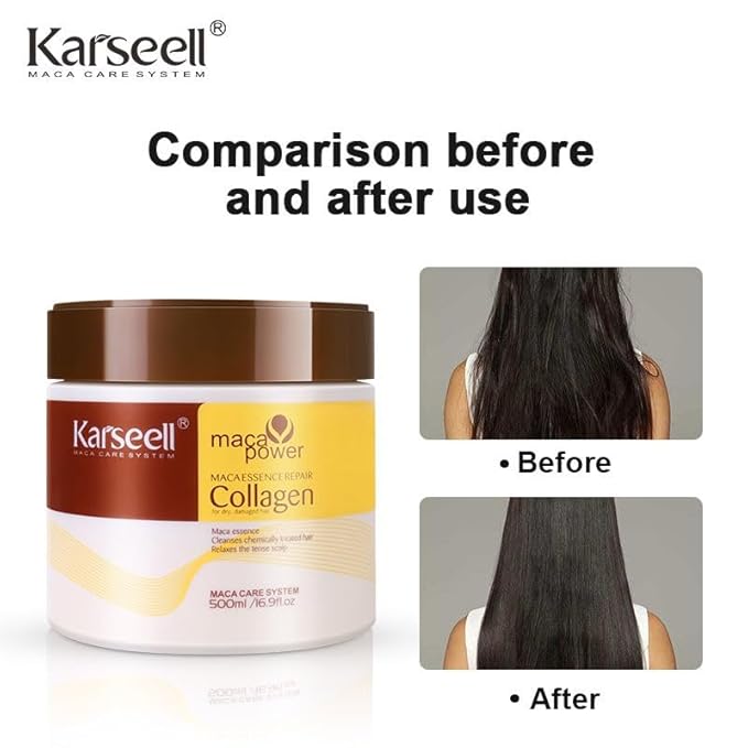Collagen Hair Treatment Deep Repair Conditioning Argan Oil Collagen Hair Mask Essence for Dry Damaged Hair All Hair Types 16.90 oz 500ml