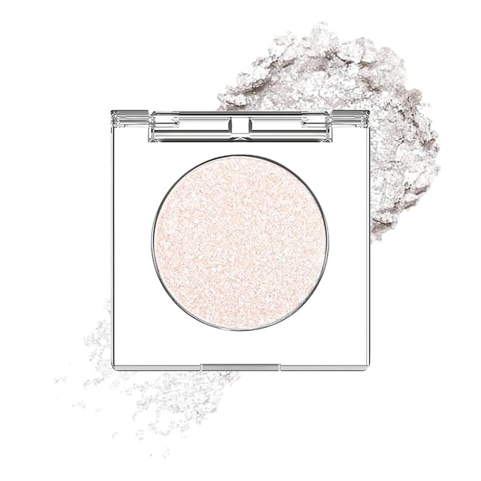 Glitter Shimmer Sparkle Eye Shadow Palette Makeup for Women, Shimmer Silver White Glitter Metallic Holographic Iridescent Cream Iridescent Single Monochrome Eyeshadow Makeup