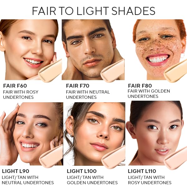 Mirabella Invincible For All HD Liquid Foundation - Anti-Aging Full Coverage Liquid Face Makeup - Moisturizing, Hydrating & Lightweight Foundation for All Skin Types (Fair F80)