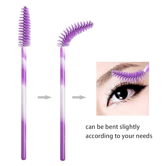 300 Pack Mascara Wands Disposable Eyelash Brush for Extensions Lash Applicators Tool Kit, Deep Purple