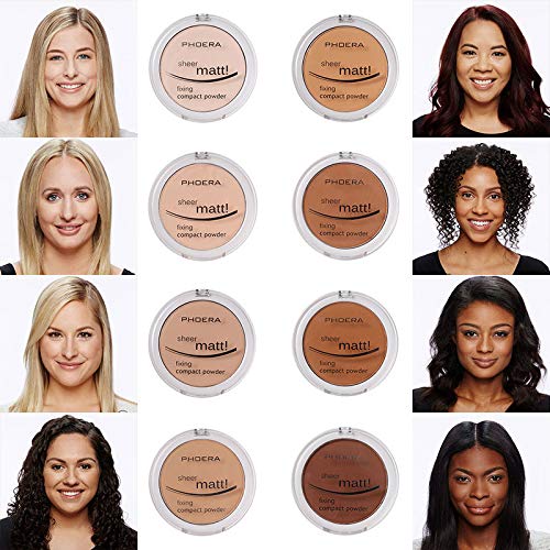 2 Pack PHOERA Matte Face Powder, Control Oil Brighten Skin Color Cover Blemish Makeup Face Setting Setting Powder Foundation。(201-Translucent)