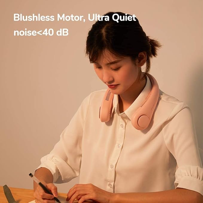 JISULIFE Portable Neck Fan, Hands-Free Bladeless, 5 Speeds, 4000 mAh Battery Operated Wearable Personal Fan, Twistable, Rechargeable, Gift for Women Men-Grey