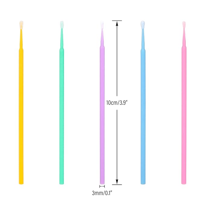 G2PLUS 500PCS Micro Cotton Swabs, Disposable Micro Applicators Brush for Makeup and Personal Care, Cosmetic Brush, Microswabs for Eyelash Extensions, Nails, Eyeliner (Head Diameter: 2.0mm)