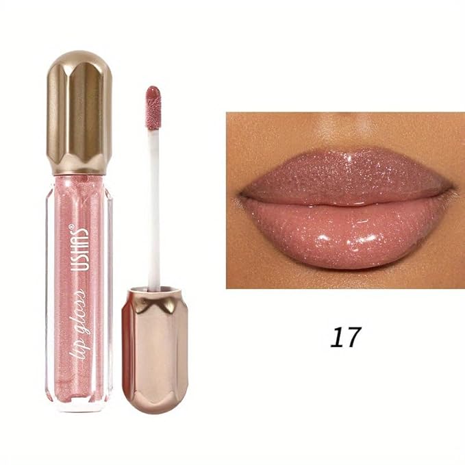 3PCS Mirror Pearl Lip Gloss Set – Shiny Glitter Moisturizing Lip Gloss for Women, Waterproof Long Lasting Nude Lip Makeup Kit