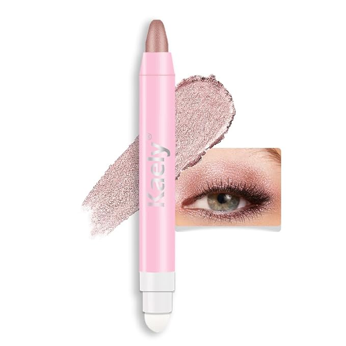 2-in-1 Cream Eyeshadow & Highlighter Stick, Waterproof Rose Brown Shimmer Eye Shadow Pencil for Women, Long-Lasting Pigmented Makeup, sombras para ojos 28