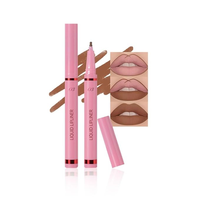 Mocha Brown Liquid Lip Liner Stain, 24 Hour Longwear Matte Lip Tint Liner, Waterproof Transfer-proof Lip Lipstick Lip Liner, All Day Stay Lip Stain 03#