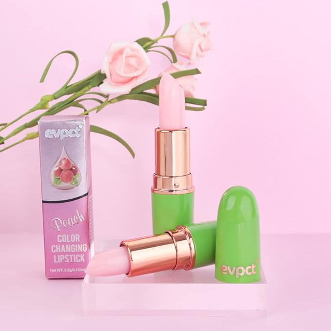 BINGBRUSH Aloe vera Color Changing Lipstick,Moisturizer Long Lasting Lip Care Magic Lip Gloss,Makeup Lipstick Set (2 Pcs Peach, 2 Count (Pack of 1))