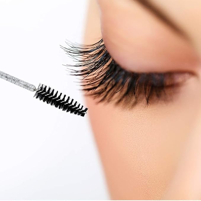 G2PLUS 300PCS Eyelash Brushes, Crystal Black Disposable Mascara Wands, Adjustable Lash Spoolies for Eyelash Extensions, Eyebrow and Mascara Brush