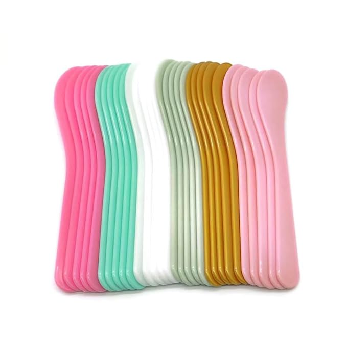 30 Pack Cosmetic Spatula for Makeup Face Mask, Plastic Spoon Disposable Beauty Tools, 6.1"x 1.57", 6 Color, Multipurpose DIY Mixing, Skincare, Sampling, Waxing, Handmade Facial Mask Cream