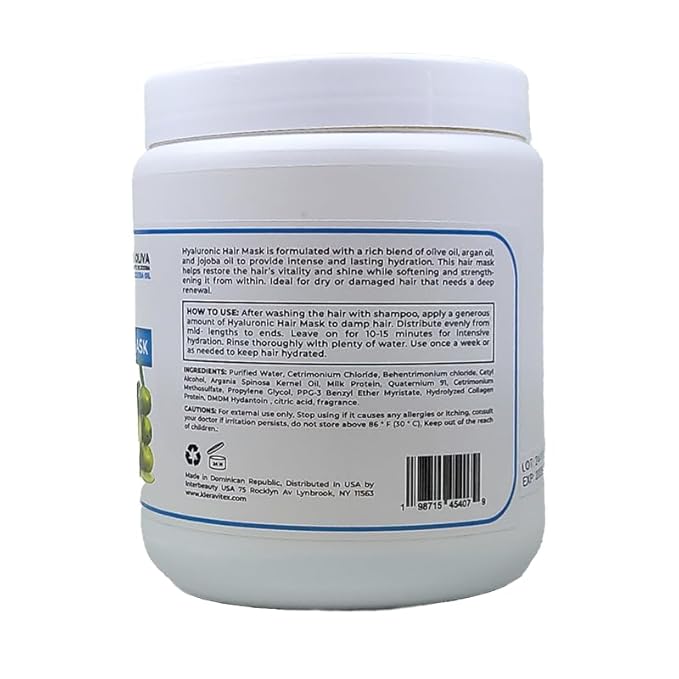 Hyaluronic Hair Mask Formulated With a Rich Blend of Olive Oil and Jojoba Oil to Provide Intense and Lasting Hydration for Dry or Damaged Hair, Restore Vitality and Shine (36 OZ)