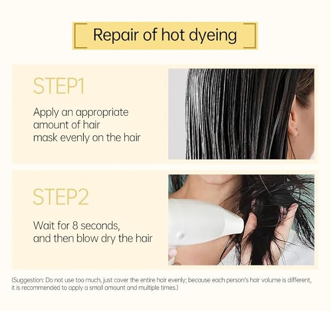 2Pcs Hair Mask, 8s Revitalizes Hot Dyeing Damaged Hair Mask, Keratin Revitalizing Cream for Frizz Hair Daily Care,Perm and Dye Repair Conditioner, Prevent Hair Breakage
