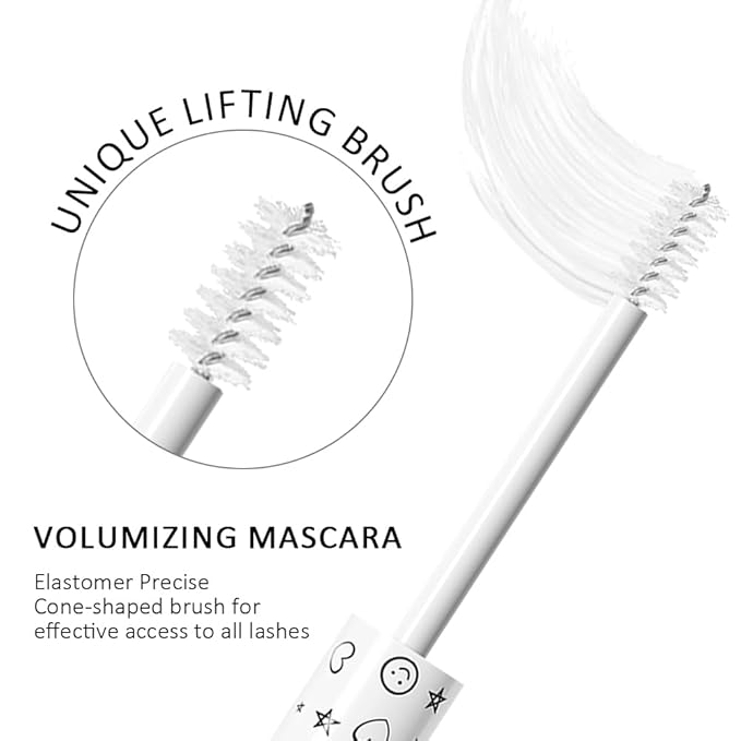 Waterproof White Eye lash Mawhitescara Long lasting Charming Voluminous Cruelty Free Vegan Eye Makeup (White)