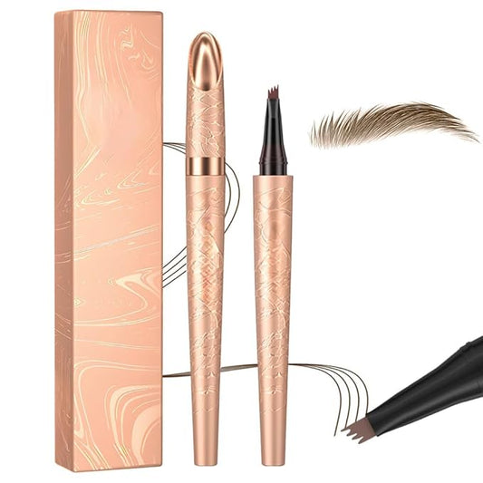 Microblading Eyebrow Pen, 2025 New Premium Waterproof Eyebrow Pencil, Eye Brow Pen with 4 Tip, Long-Lasting Natural Magic Eyebrow Makeup Fine Stroke Contouring Pencil Stay on All Day (Light Brown)
