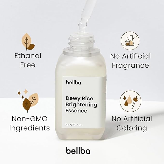 Dewy Rice Essence Korean Serum for Face - K-beauty Skincare Rice Serum - Get Even Tone and Glass Skin - Hydrating, Lightweight, Non-Comedogenic (1 fl.oz)