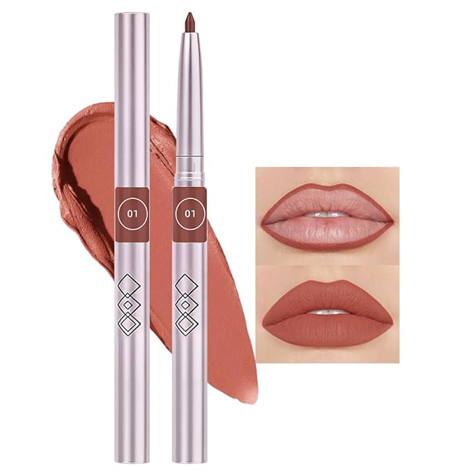 Matte Cream Orange Retractable Lipliner Pencil, Highly-Pigmented lip pencil, Long Lasting Waterproof Makeup Crayon for Lip Liner and Eye Liner, Smooth and Creamy, Rich Colors, Smooth Application, 01#