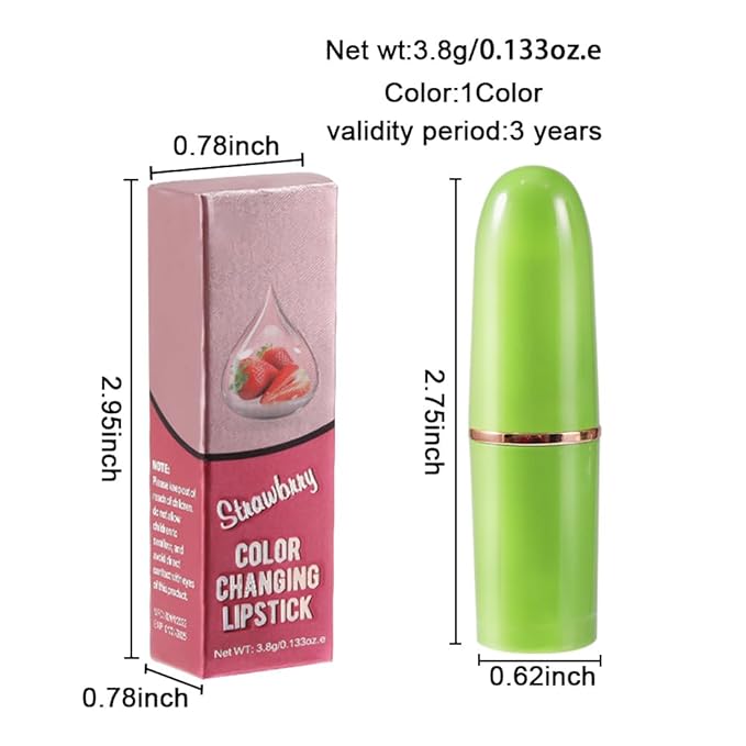 BINGBRUSH Aloe vera Color Changing Lipstick,Moisturizer Long Lasting Lip Care Magic Lip Gloss,Makeup Lipstick Set (1pc 02#Strawberry, A-1pc)