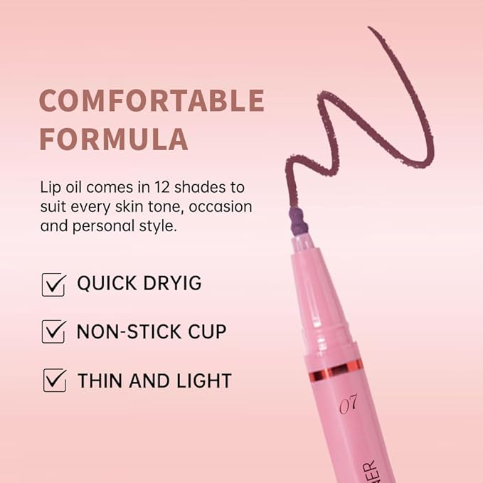 Deep Plum Liquid Lip Liner Stain, 24 Hour Longwear Matte Lip Tint Liner, Waterproof Transfer-proof Lip Lipstick Lip Liner, All Day Stay Lip Stain 07#