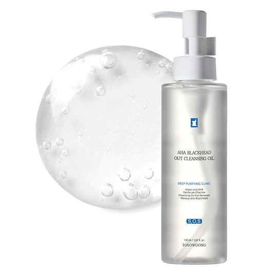 TOSOWOONG AHA Blackhead Out Cleansing Oil, Jojoba Oil, Makeup Remover, Blackhead & Pore Cleaner, Gentle Face Cleanser, Korean Skincare, 150ml, 5.07 fl. oz.
