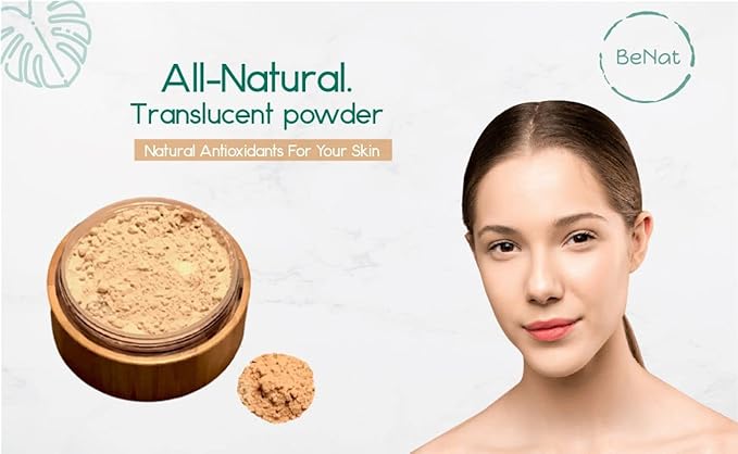 BeNat. Translucent Loose Powder. Vegan. All-Natural Translucent Soft-Matte Finish. Artisanal, Crafted with Fewer, All-Natural Ingredients. Packed in a Beautiful Bamboo, Eco-Friendly Case.