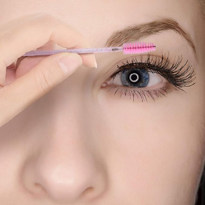 G2PLUS 300PCS Crystal Eyelash Brushes, Pink Disposable Mascara Wands Makeup Applicator, Adjustable Lash Spoolies for Eyelash Extensions and Eyebrow Brush