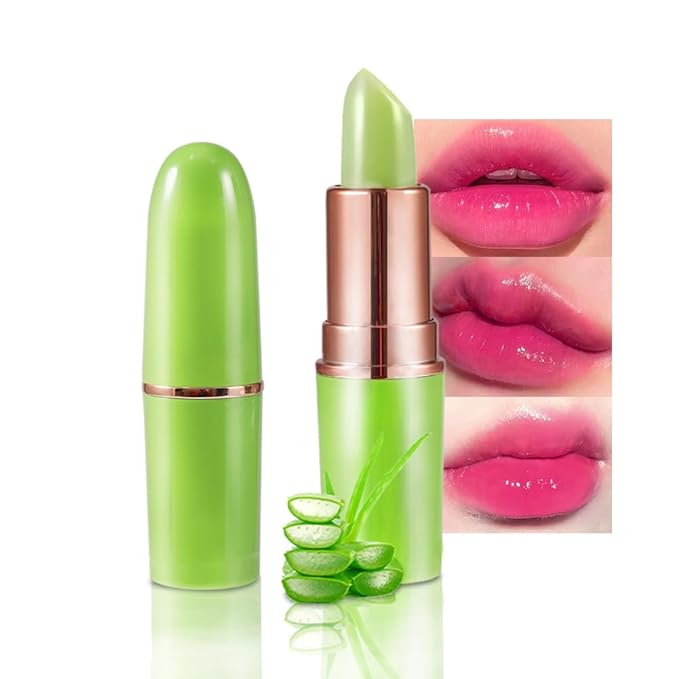 BINGBRUSH Aloe vera Color Changing Lipstick,Moisturizer Long Lasting Lip Care Magic Lip Gloss,Makeup Lipstick Set (1pc 01#Aloe vera, A-1pc)
