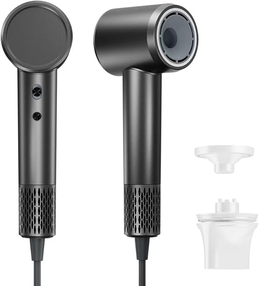 Hair Dryer,120 Million Negative Ions High-Speed & Low Noise Blow Dryer for Fast Drying, Thermo-Control Quiet Compact Hair Blow Dryer with Magnetic Styling Nozzle for Students and Home(Gray)