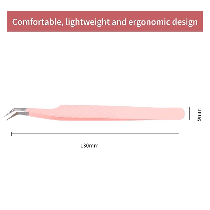 Professional Lash Extension Tweezers - Curved Fiber Tip Eyelash Tweezers for Volume Fans