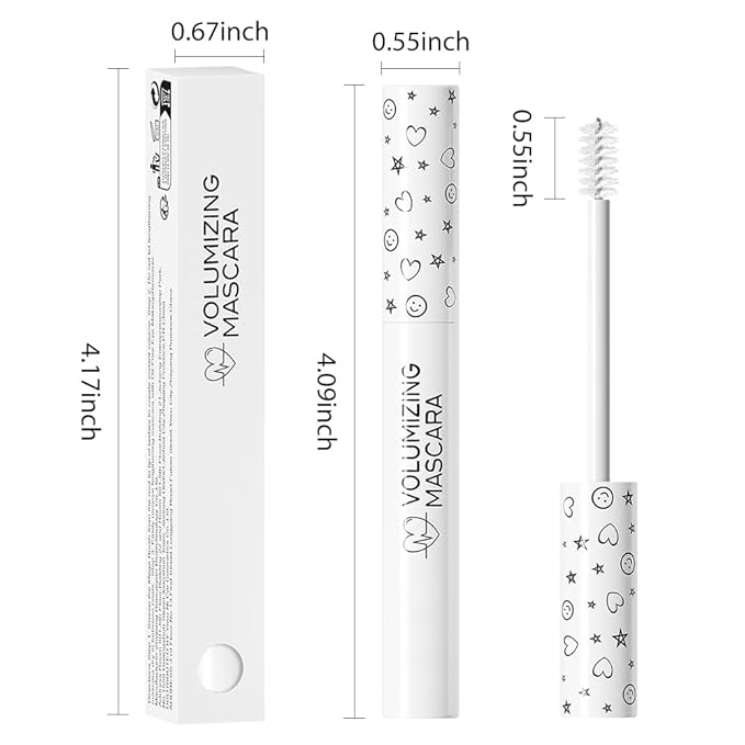 Waterproof White Eye lash Mawhitescara Long lasting Charming Voluminous Cruelty Free Vegan Eye Makeup (White)