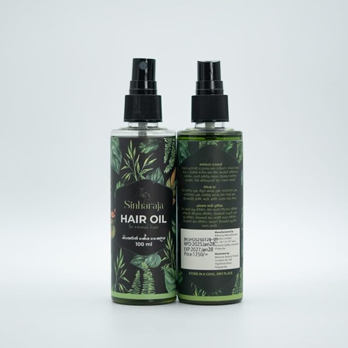 Bilesma Natural Sinharaja Hair Oil for Normal Hair, Ayurvedic Herbal Hair Oil, Helps Promote Hair Growth, Reduce Hair Fall & Dandruff, Adds Shine & Strength, Lightweight Scalp – 100 ml (3.38 fl oz)