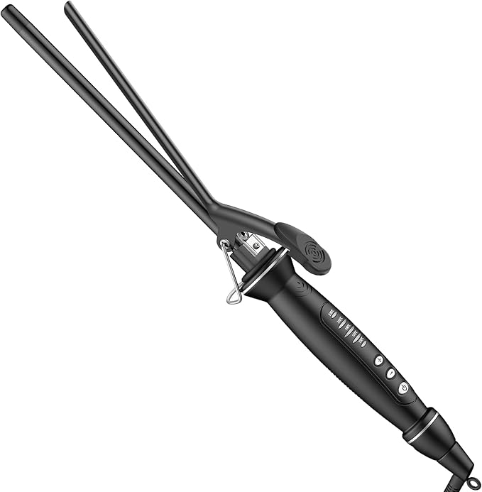 1/2 Inch Extra Long Barrel Curling Iron for Short & Long Hair, 0.5 Inch Ceramic Small Curling Iron with Auto Shut-Off, Dual Voltage Curler Suitable for Travel, Including Glove