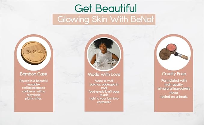 BeNat. REFILL. Blush Powder, ROSEATE. Made with Fewer, all-Natural Ingredients. 0.4-oz. Packed in a Beautiful Bamboo, Eco-friendly Case.