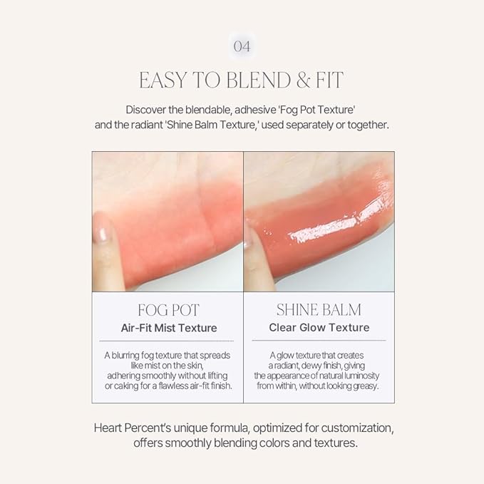 Heart Percent Dote On Mood Custom Lip & Cheek, Matte (Fog Pot) + Glow (Shine Balm) Dual Type Multi-use Blush & Lip Tint [#03. Dear Pink]