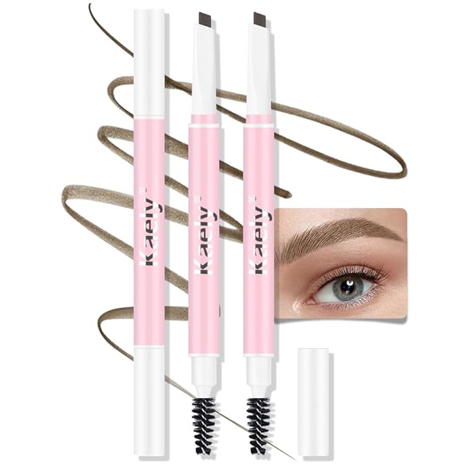3Pcs Waterproof Eyebrow Pencil, Professional Makeup Micro Brow Pencil, Double-ended ultra-fine eyebrow pencil, Ultra-Fine Mechanical Pencil (3, 04#Light Brown)