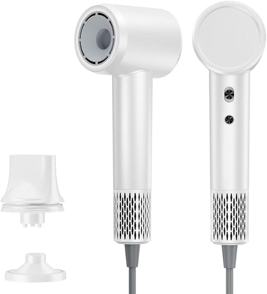 Hair Dryer,120 Million Negative Ions High-Speed & Low Noise Blow Dryer for Fast Drying, Thermo-Control Quiet Compact Hair Blow Dryer with Magnetic Styling Nozzle for Students and Home(White)