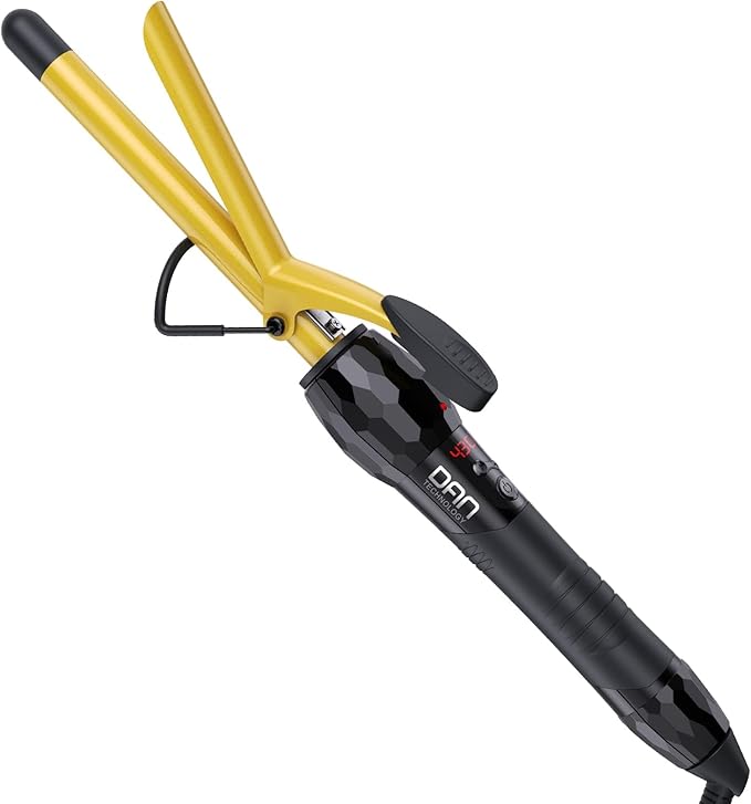 DAN Technology 5/8 Inch Curling Iron Wand, Tourmaline Ceramic Hair Curler with LCD Display (180°F–430°F), Fast Heating, Dual Voltage, Auto Shut-Off, Black & Gold