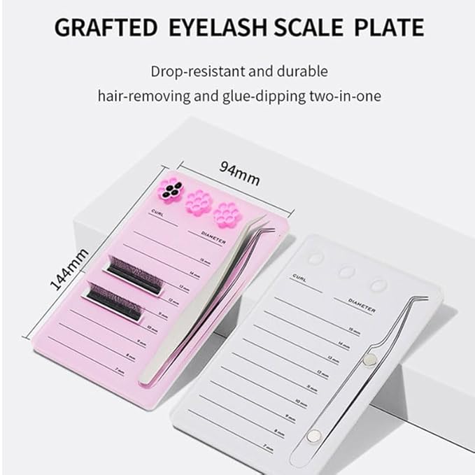 Grafted Eyelash Extension Holder Acrylic Pallet Magnetic Suction Scale Plate Lash Makeup Tools (White)
