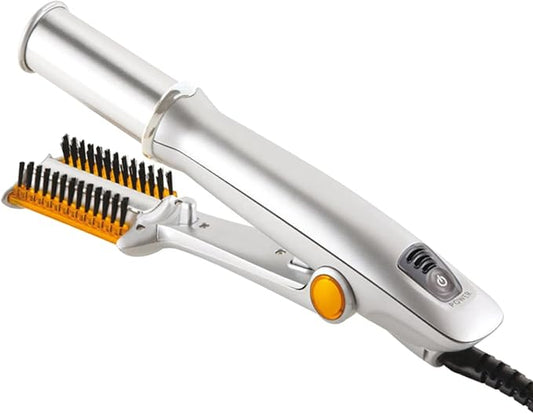 2-in-1 Electric Hair Straightener and Curling Iron with Ceramic Plates, Portable Anti-Scald Design for Wigs, Beards, and Travel