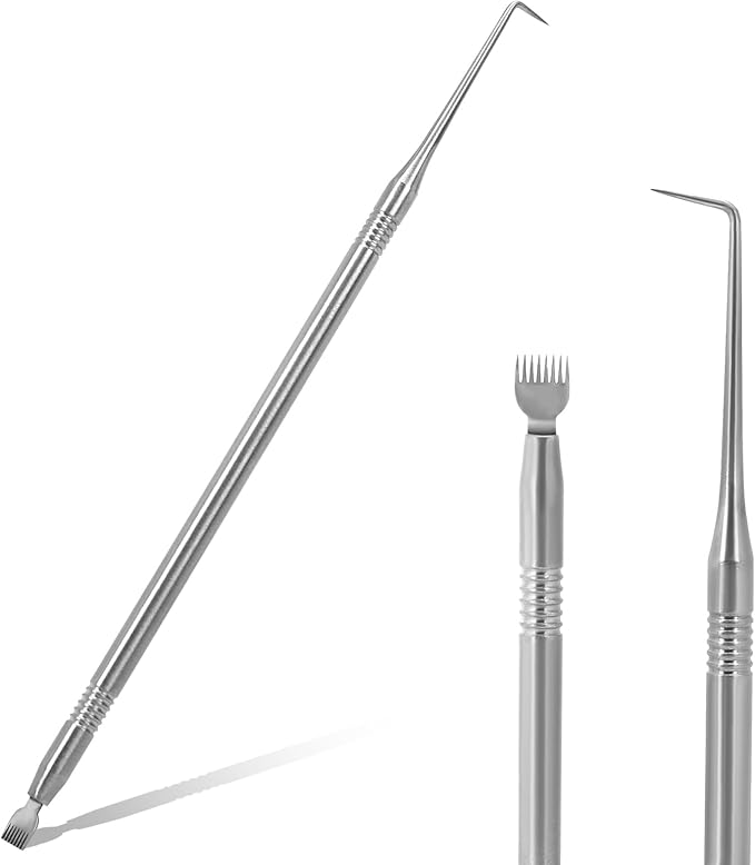 Professional 2 in 1 Lash Lift & Tint Kit - Eyelash Separator Tool with Comb, Stainless Steel Lash Perming Brush & Comb, Perming & Tinting Supplies (Silver)