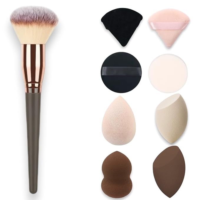 9-Piece Makeup Kit – Features a Variety of Makeup Sponges, Powder Puffs, and a Powder Brush for Perfect Contouring, Blending, and Setting – Beauty Blender Set for a Flawless Finish by Kàllos