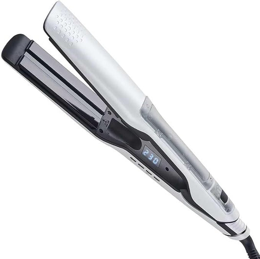 Hair Straighteners with Steam 2026 New Professional 2 in 1 Ceramic Flat Iron and Curler with 360° Swivel Cord Straightener and Curling Iron for Straight Curly Frizzy Hair, White