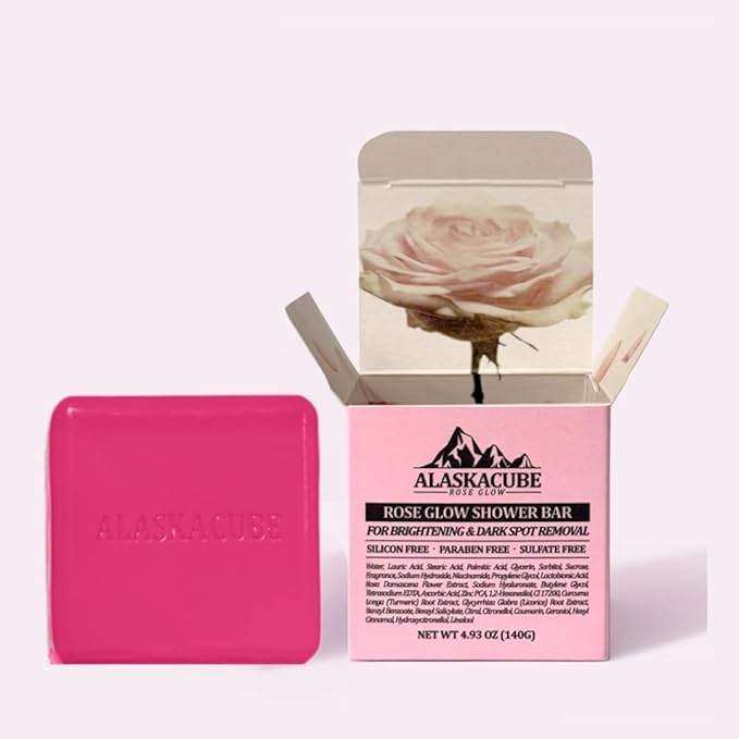 Rose Glow Perfumed Shower Bar Dark Spot Removal Rosy Body Wash 4.93 oz Soft Smooth Skin Cleans Moisturizes Perfect for Women Gift Beauty
