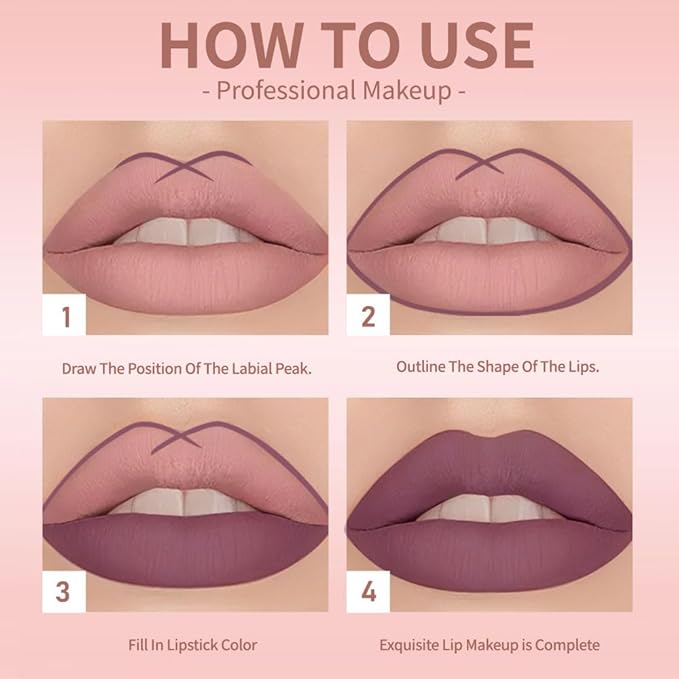 Deep Plum Liquid Lip Liner Stain, 24 Hour Longwear Matte Lip Tint Liner, Waterproof Transfer-proof Lip Lipstick Lip Liner, All Day Stay Lip Stain 07#