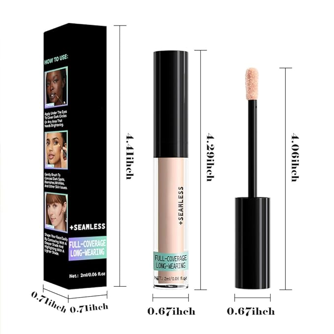 Liquid Concealer for Older Women, Under Eye Brightener Full Coverage Concealer for Dark Circles, Spots, Lightweight Waterproof Foundation Makeup, Vegan & Cruelty-Free, 02 Light