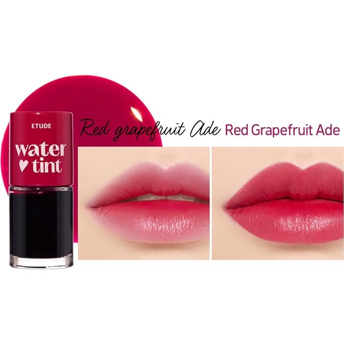 ETUDE Dear Darling Water Tint - Red Grapefruit Ade (9g) | Vivid Color Lip Stain with Moisturizing Weightless & Non-sticky Finish Lip Stain | Korean Makeup, Kbeauty